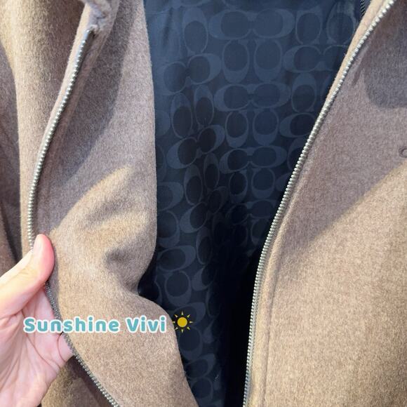 NWT Coach Women's Zip Front Wool Jacket Teddy Bear CAA10 Large - Picture 7 of 12